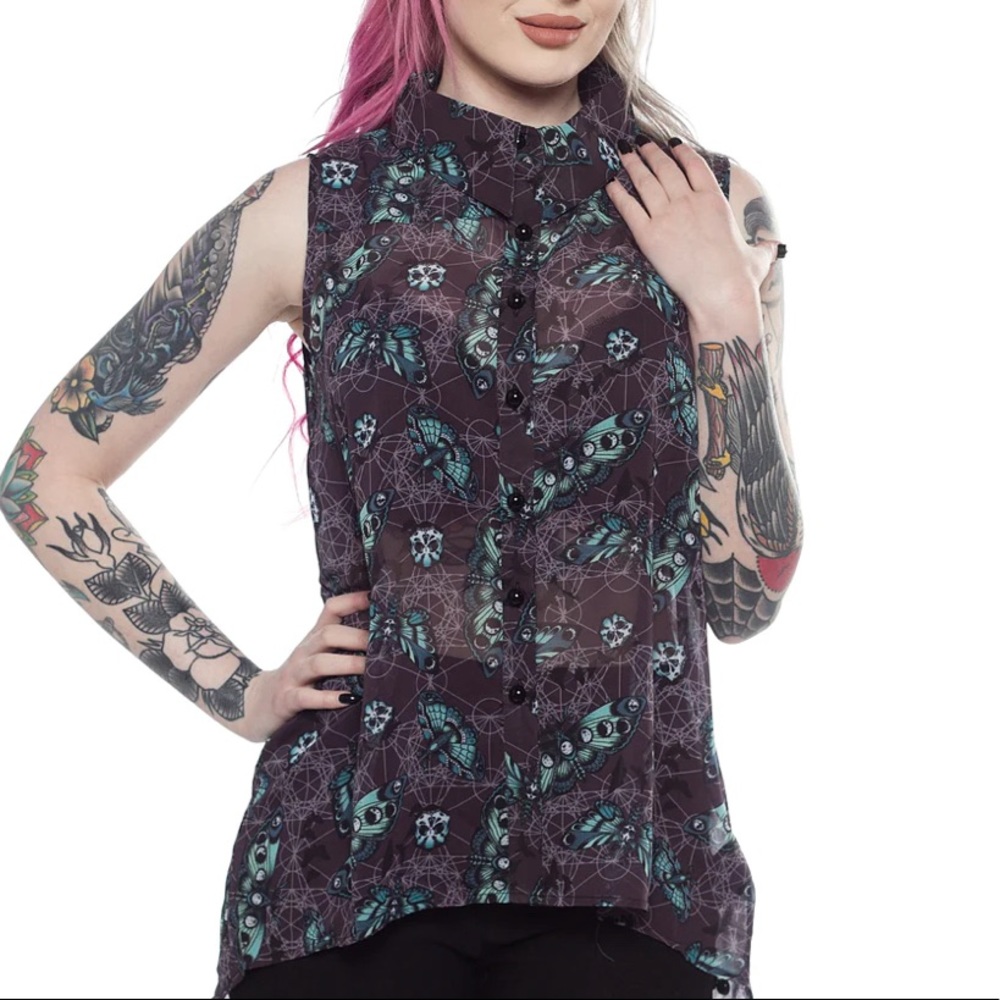 NWOT Hell Bunny Deaths Head Blouse